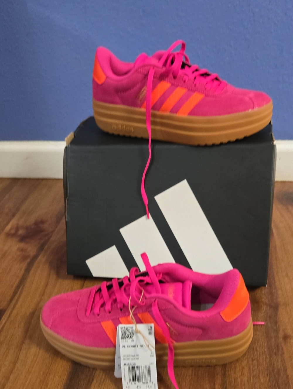 adidas Hot Pink and Orange Casual Platform Sneakers Sz 4 1/2 Nwb